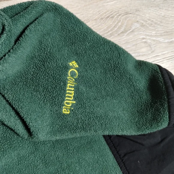 VTG Columbia 10/12 Youth 90s Oregon Ducks Football Fleece Jacket Green Full Zip - Picture 15 of 15